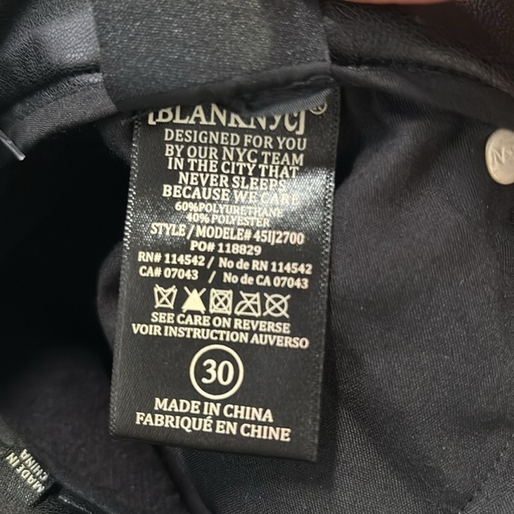 Blank NYC The Baxter High Waist Faux Leather Wide Straight Leg Pants Size 30 - Picture 9 of 9